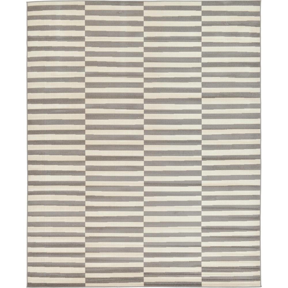 Modern Striped Harmony 8' x 10' Gray Synthetic Area Rug