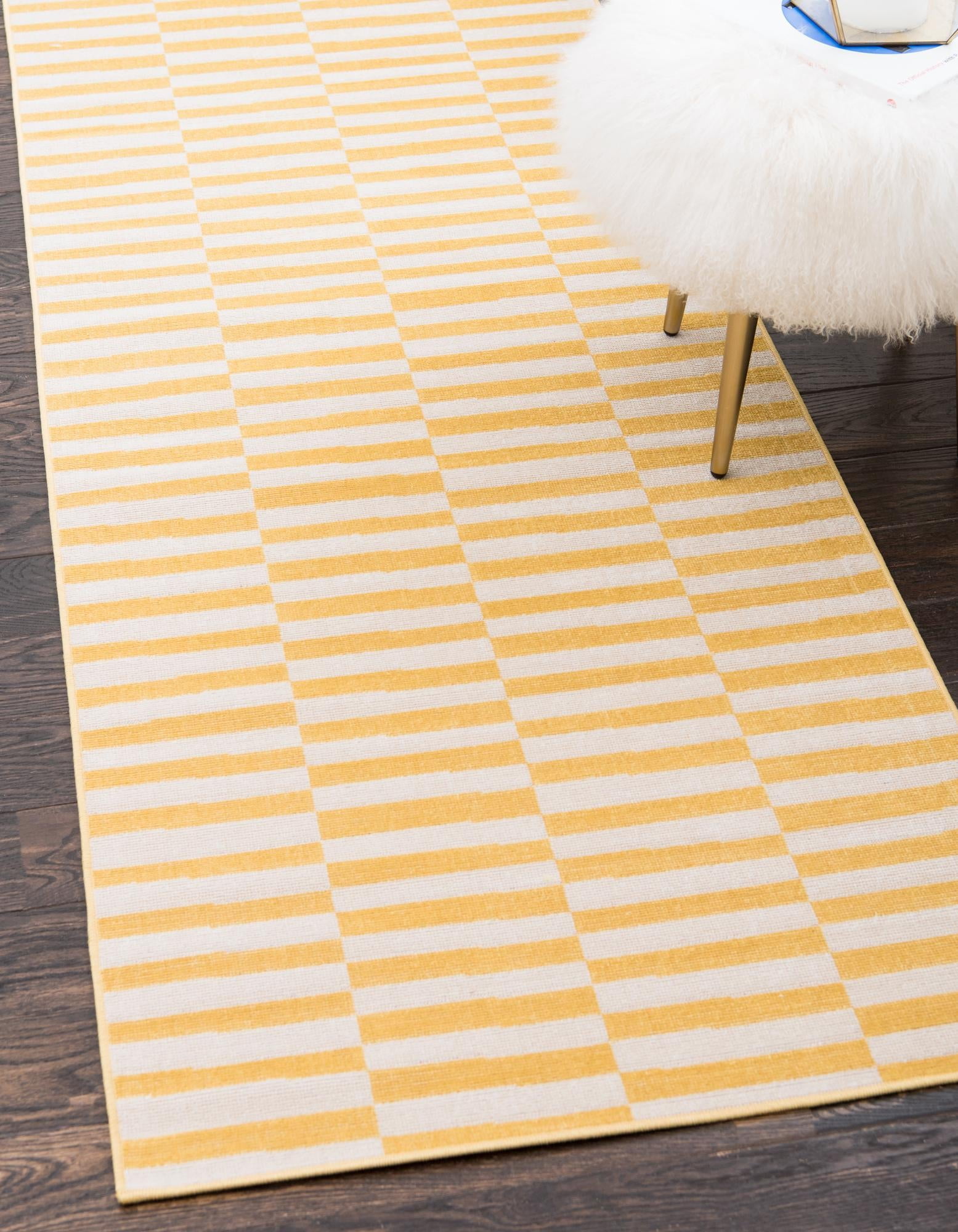 Unique Loom Striped Williamsburg Rug Yellow/Ivory 2' 9" x 9' 10" Runner