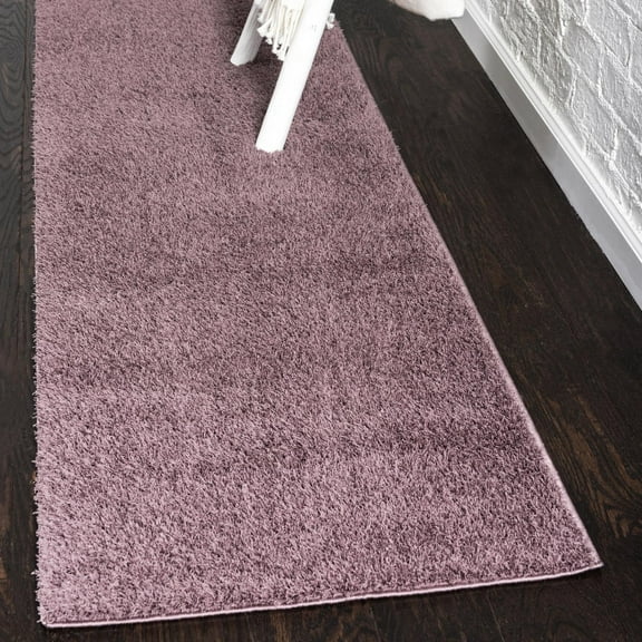 Unique Loom Studio Solid Shag Collection Area Rug - Sky (2' 7" x 10' Runner Mauve/Violet)