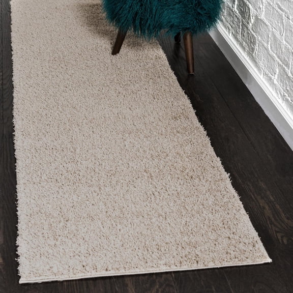 Unique Loom Studio Solid Shag Collection Area Rug - Sky (2' 7" x 10' Runner Taupe)