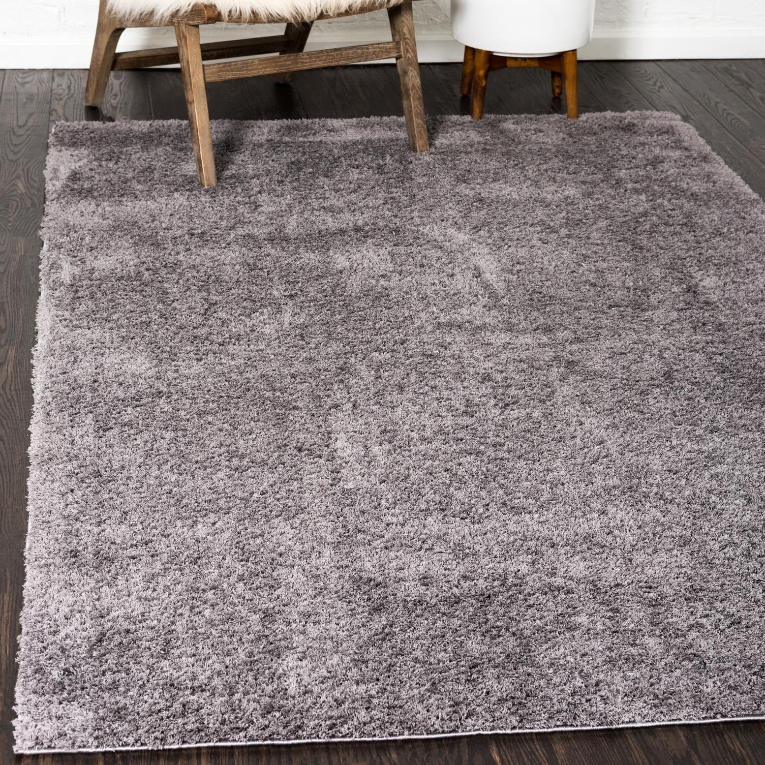 Lavish Gray Rectangular Shag Rug 5' x 8' - Stain-Resistant and Easy Care