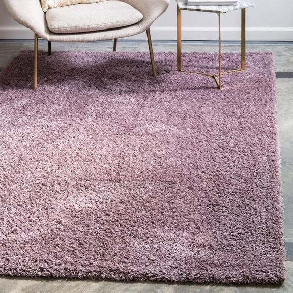 Unique Loom Studio Solid Shag Collection Area Rug - Sky (8' x 10' Rectangle Mauve/Violet)