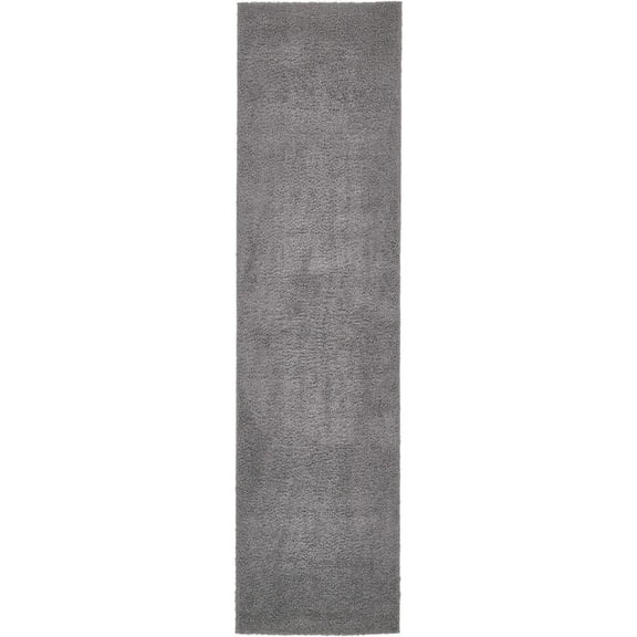 Unique Loom Sky Studio Solid Shag Rug Dark Gray/Gray 2' 7" x 10' Runner Solid Minimalist Perfect For Bathroom Hallway Mud Room Laundry Room