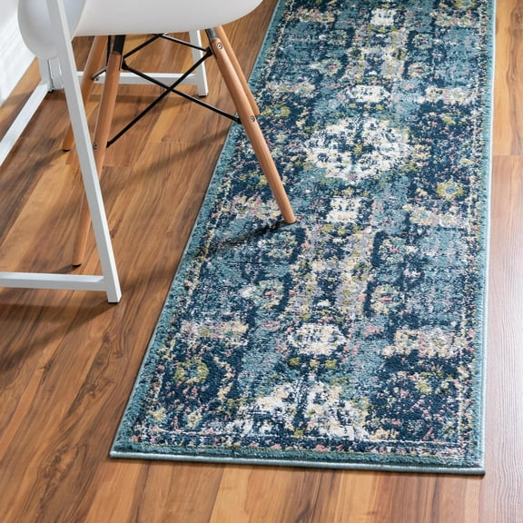 Unique Loom Sumter Collection Area Rug - Aiken (2' x 6' 1" Runner Navy Blue/Blue)