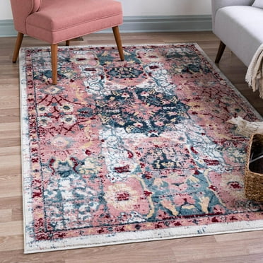 Unique Loom Sumter Collection Area Rug - Aiken (6' 1" x 9' Rectangle Pink/Navy Blue)