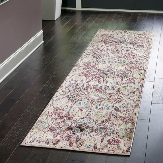 Unique Loom Sumter Collection Area Rug - Brewton (2' x 6' 1" Runner Pink/Blue)