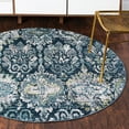 thumbnail image 1 of Unique Loom Sumter Collection Area Rug - Brewton (5' 1" Round Navy Blue/Blue), 1 of 7
