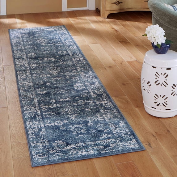 Unique Loom Sumter Collection Area Rug - Edmunds (2' 7" x 10' Runner Navy Blue/Gray)