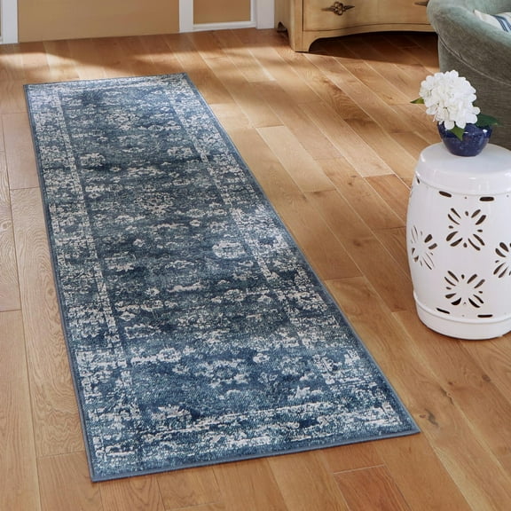 Unique Loom Sumter Collection Area Rug - Edmunds (2' x 6' 1" Runner Navy Blue/Gray)
