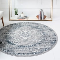 Unique Loom Sumter Collection Area Rug - Edmunds (5' 1" Round Gray/Ivory)