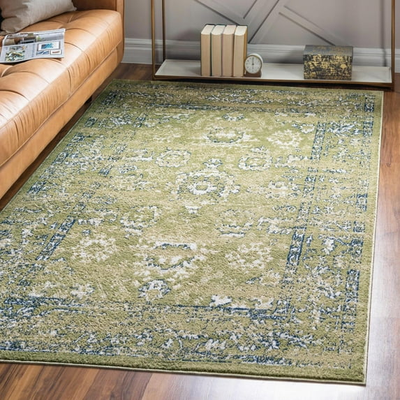 Unique Loom Sumter Collection Area Rug - Edmunds (8' x 10' Rectangle Green/Ivory)