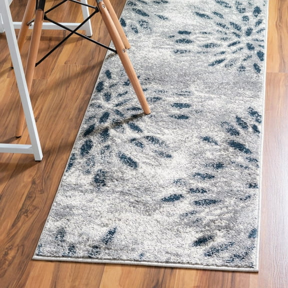 Unique Loom Sumter Collection Area Rug - Rhett (2' x 6' 1" Runner Gray/Navy Blue)