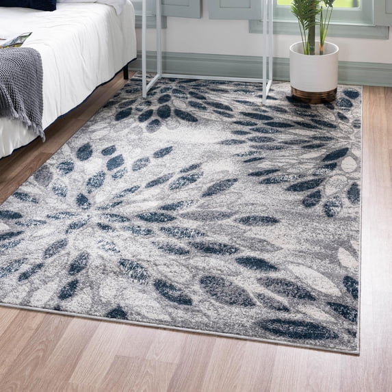 Unique Loom Sumter Collection Area Rug - Rhett (4' 1" x 6' 1" Rectangle Gray/Navy Blue)