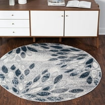 Unique Loom Sumter Collection Area Rug - Rhett (5' 1" Round Gray/Navy Blue)