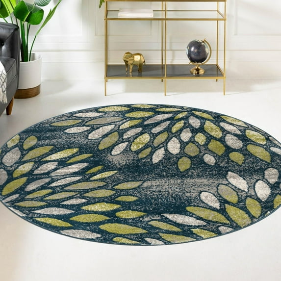 Unique Loom Sumter Collection Area Rug - Rhett (5' 1" Round Navy Blue/Ivory)