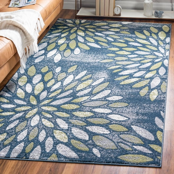 Unique Loom Sumter Collection Area Rug - Rhett (9' x 12' Rectangle Navy Blue/Ivory)