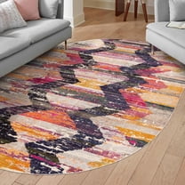 Unique Loom Vivid Collection Area Rug - Surat (7' 10" x 10' Oval Multi/Black)