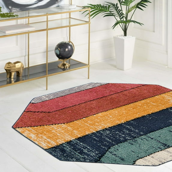 Unique Loom Tagine Collection Area Rug - Hinda (7' 10" Octagon Multi/Black)