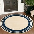 thumbnail image 1 of Unique Loom Aruba Outdoor Collection Area Rug - Tanki (3' 3" Round Beige/Navy Blue), 1 of 7