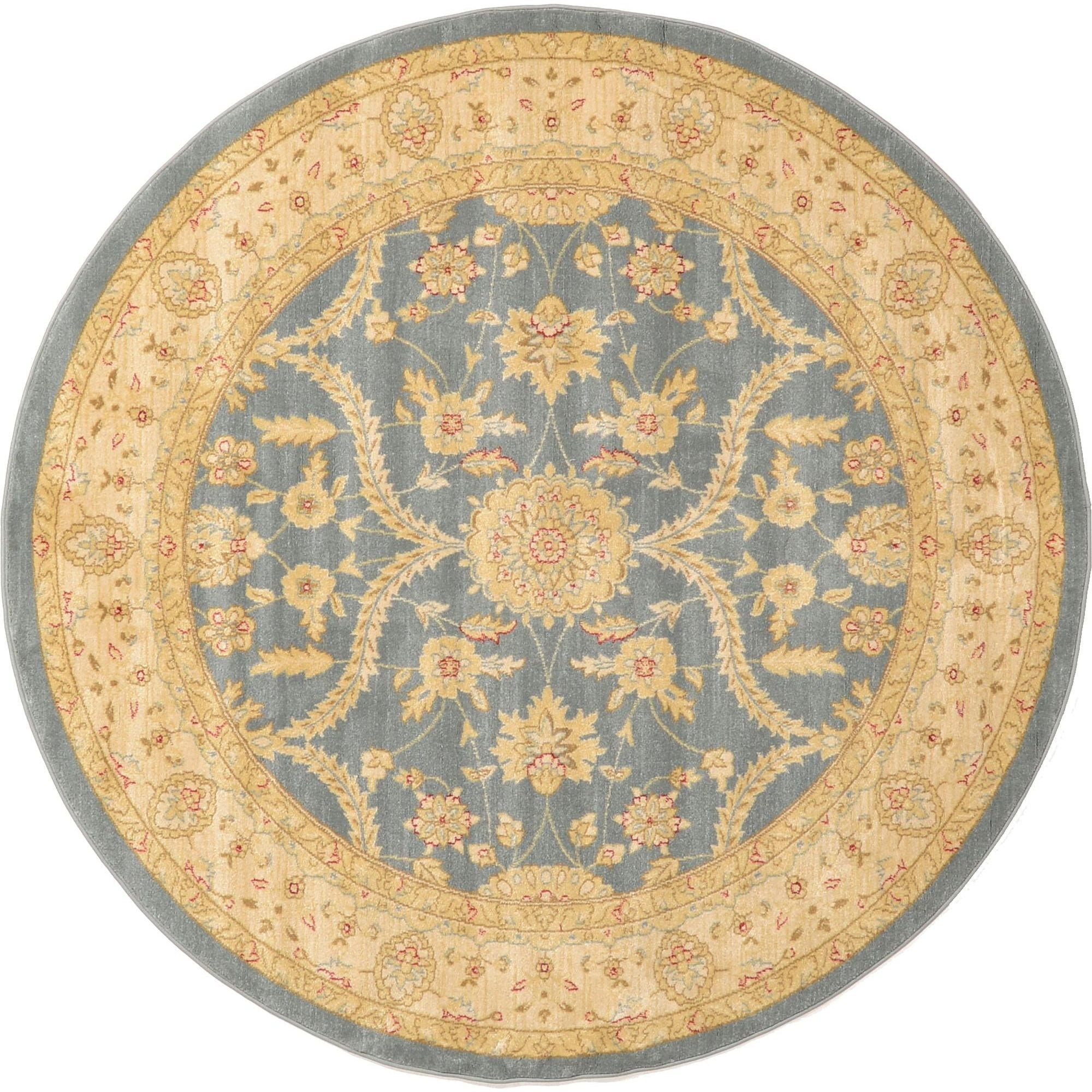 Unique Loom Tansy Edinburgh Rug Blue/Cream 6' 1" Round Floral
