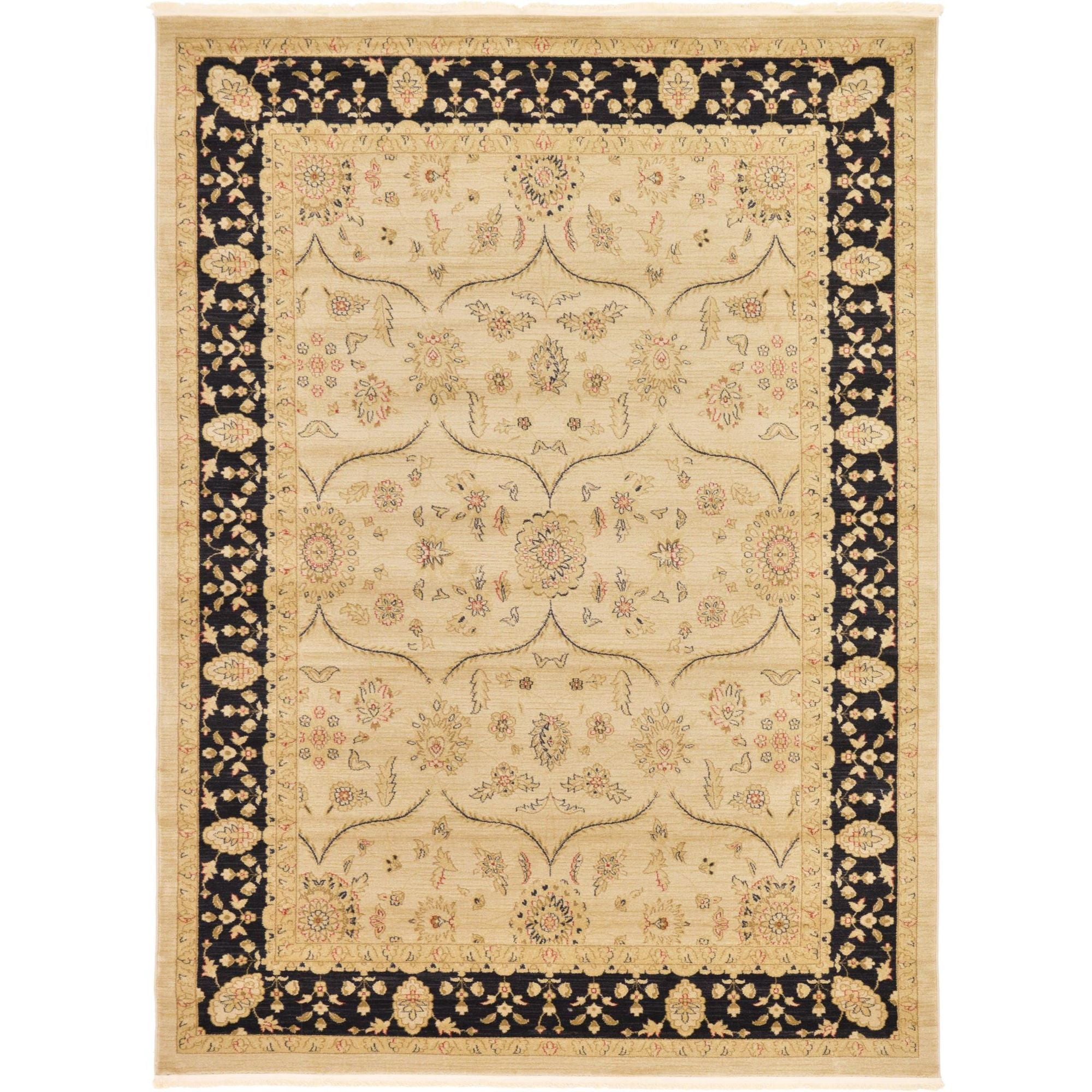 Unique Loom Edinburgh Border Design Rug 8' X 8' Round Red/Black