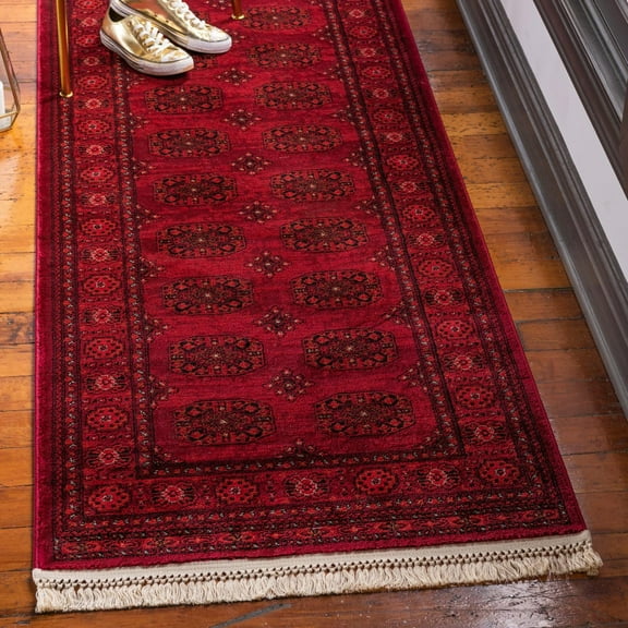 Unique Loom Tekke Collection Area Rug - Khabour (2' 7" x 10' Runner Red/Black)