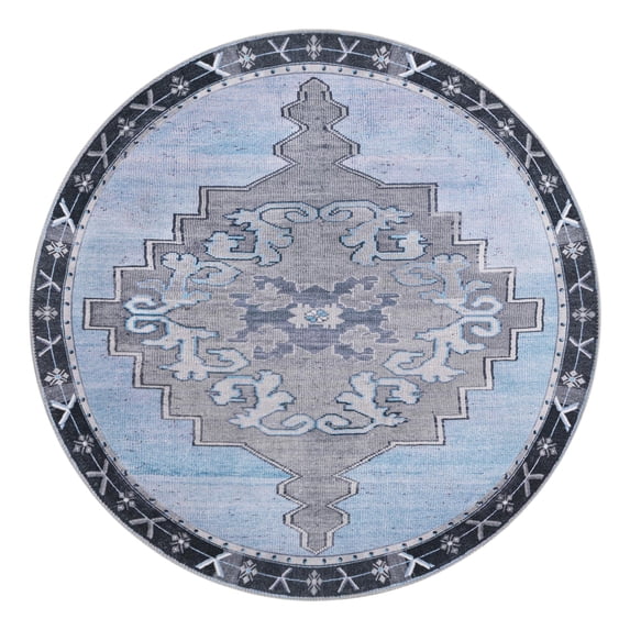 Unique Loom Timeless Collection Area Rug - Thomas (5' Round Blue Gray/Gray)