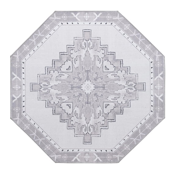 Unique Loom Timeless Collection Area Rug - Thomas (5' Octagon white Gray/Gray)