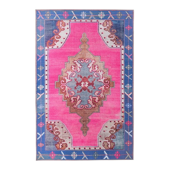 Unique Loom Timeless Collection Area Rug - Thomas (5' x 8' Rectangle Fuchsia/Blue)