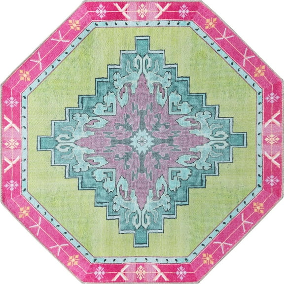 Unique Loom Thomas Timeless Rug Green/Ivory 5' 1" Octagon Medallion Transitional Perfect For Living Room Bed Room Dining Room Office