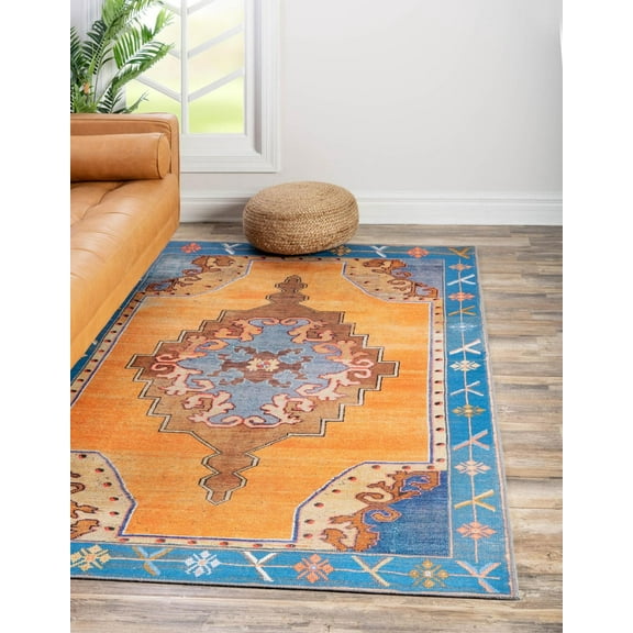 Unique Loom Timeless Collection Area Rug - Thomas (2' x 3' Rectangle Orange/Blue)