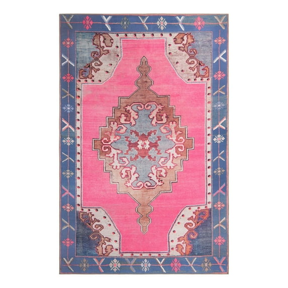 Unique Loom Timeless Collection Area Rug - Thomas (6' x 9' Rectangle Fuchsia/Blue)