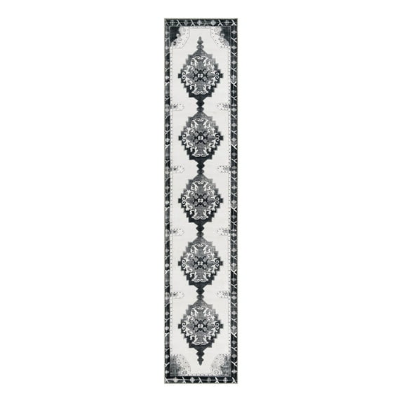 Unique Loom Timeless Collection Area Rug - Thomas (2' 6" x 12' Runner Black and White/Gray)