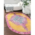 thumbnail image 1 of Unique Loom Timeless Collection Area Rug - Thomas (2' x 3' 1" Oval Yellow/Fuchsia), 1 of 6