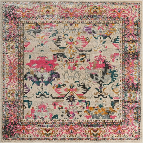 Unique Loom Aurora Collection Area Rug - Tidaholm (8' Square Beige/Blue)