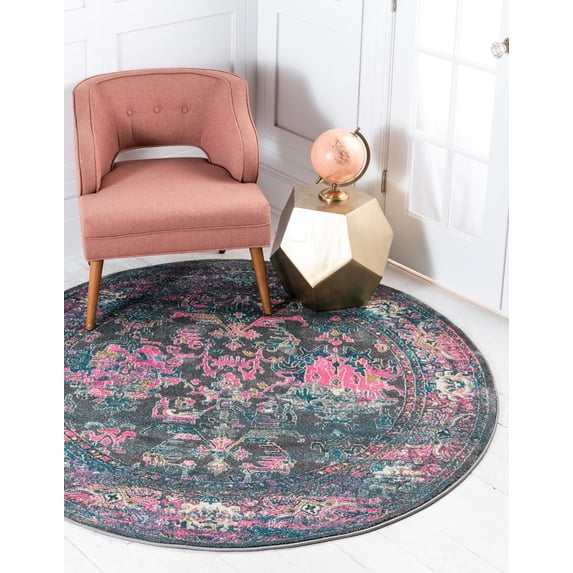 Unique Loom Aurora Collection Area Rug - Tidaholm (8' Round Gray/Beige)