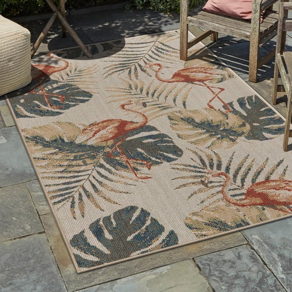 Unique Loom Baja Outdoor Collection Area Rug - Tijuana (6' x 9' Rectangle Ivory/Brown)