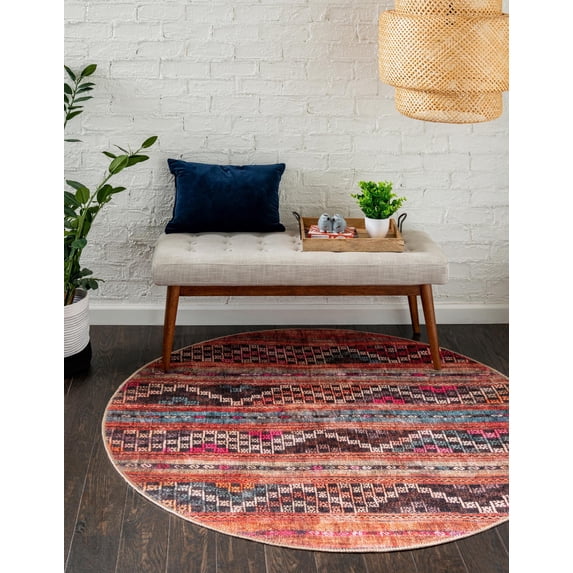 Unique Loom Timeless Collection Area Rug - Andrew (3' 6" Round Multi/Blue)