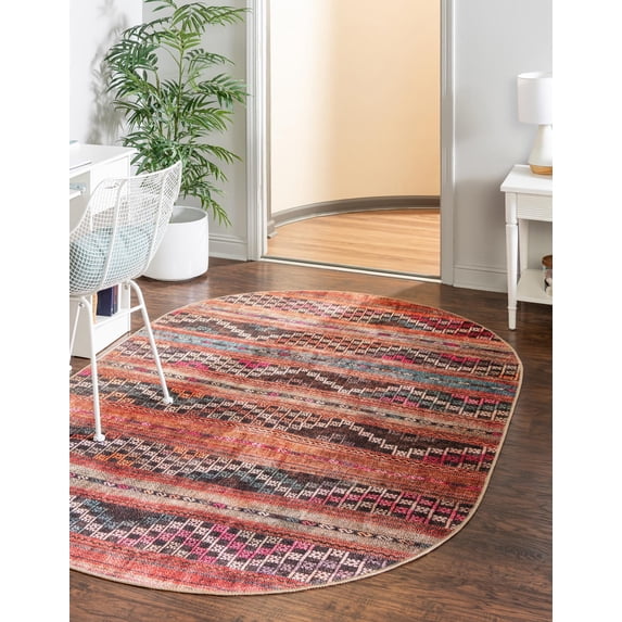 Unique Loom Timeless Collection Area Rug - Andrew (7' 6" x 10' 6" Oval Multi/Blue)