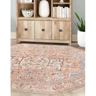 Unique Loom Timeless Collection Area Rug - Judas (7' 6" Octagon Blue/Tan)