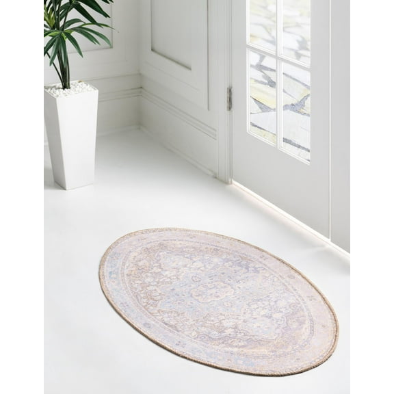 Unique Loom Timeless Collection Area Rug - Jude (2' x 3' 1" Oval Cream/Ivory)