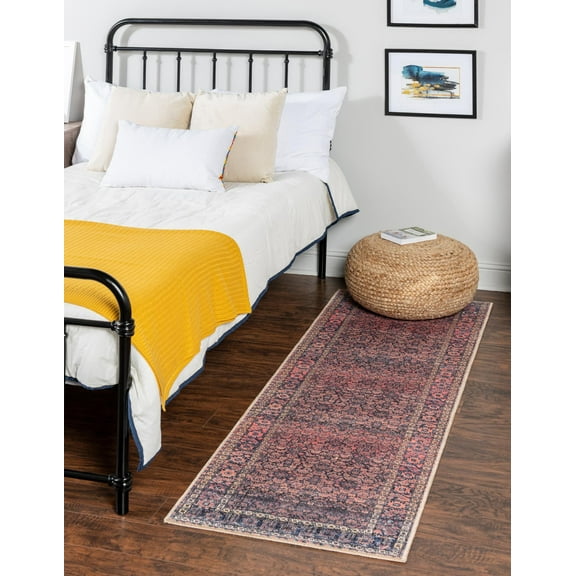 Unique Loom Timeless Collection Area Rug - Levi (2' 6" x 12' Runner Navy Blue/Orange)