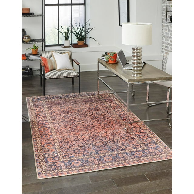 Unique Loom Timeless Collection Area Rug - Levi (2' x 3' Rectangle Navy Blue/Orange)