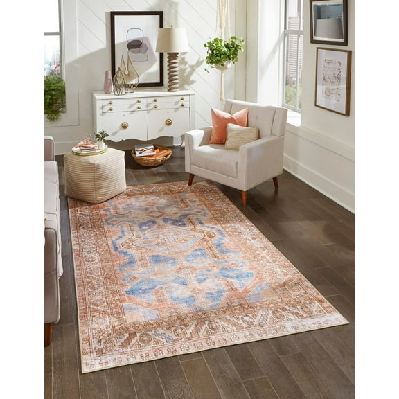 Unique Loom Timeless Collection Area Rug - Paul (2' x 3' Rectangle Blue/Gold)