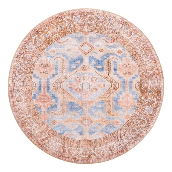 Unique Loom Timeless Collection Area Rug - Paul (3' 6" Round Blue/Gold)