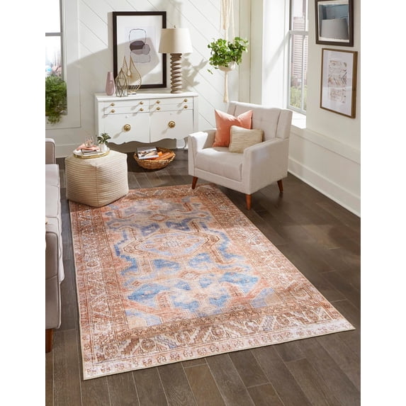 Unique Loom Timeless Collection Area Rug - Paul (8' 4" x 12' Rectangle Blue/Gold)