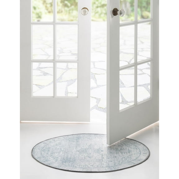 Unique Loom Timeless Collection Area Rug - Peter (2' x 3' 1" Oval Ivory/Teal)