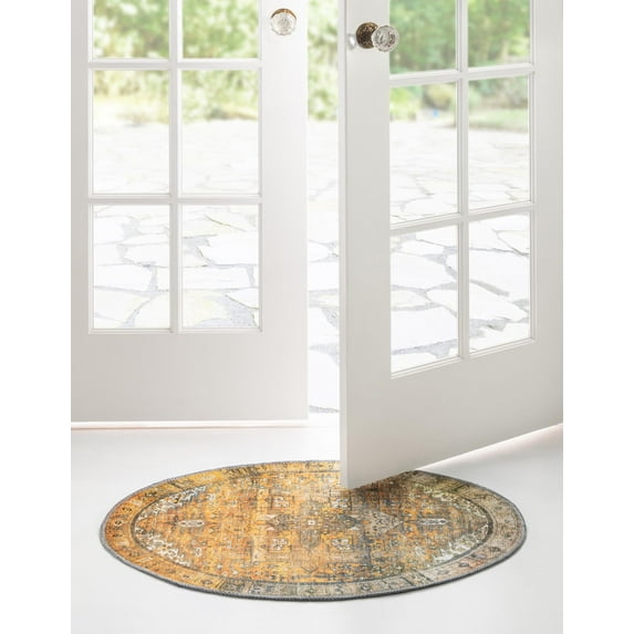 Unique Loom Timeless Collection Area Rug - Peter (2' x 3' 1" Oval Yellow/Black)