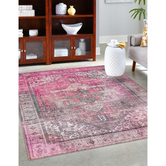 Unique Loom Timeless Collection Area Rug - Peter (2' x 3' Rectangle Pink/Black)