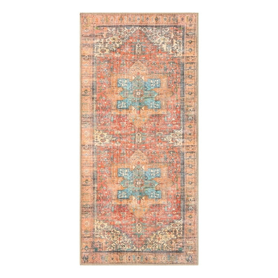 Unique Loom Timeless Collection Area Rug - Peter (2' x 4' 1" Runner Rust Red/Blue)